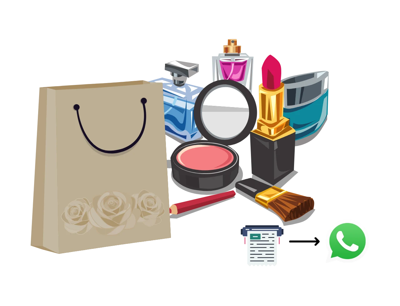 WhatsApp invoice sharing in Hitech Billsoft cosmetic store billing software with GST-compliant digital receipts