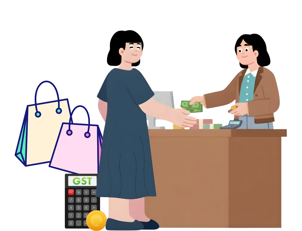 GST compliant billing software for gift shop showing auto tax calculation and GSTR report India