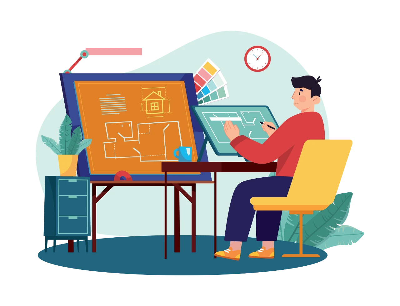 Interior design business operations dashboard showing billing and accounting workflow on Hitech Billsoft.