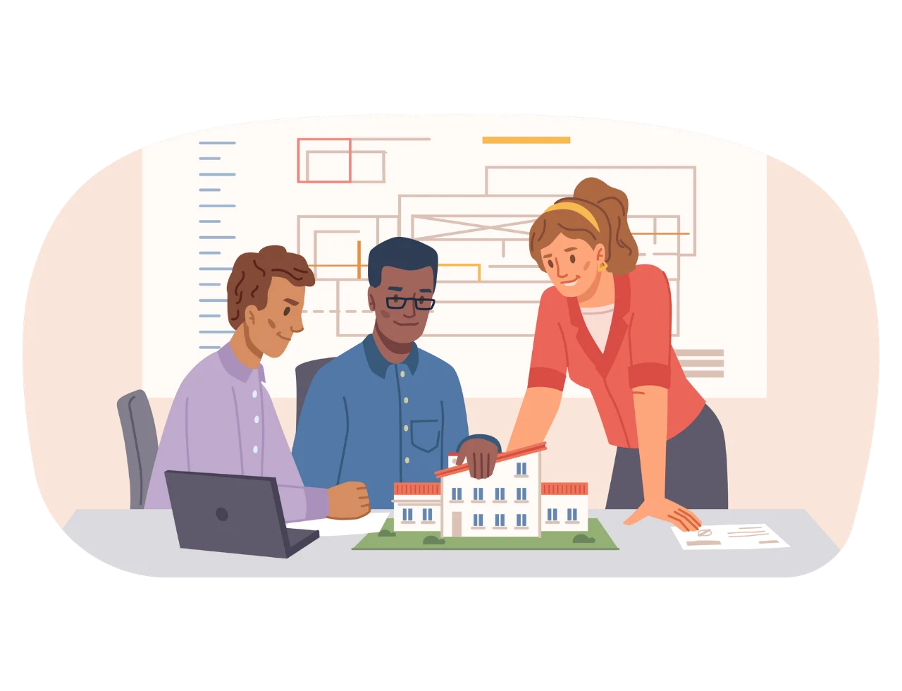 Interior designer managing invoices faster using Hitech Billsoft accounting software on desktop.