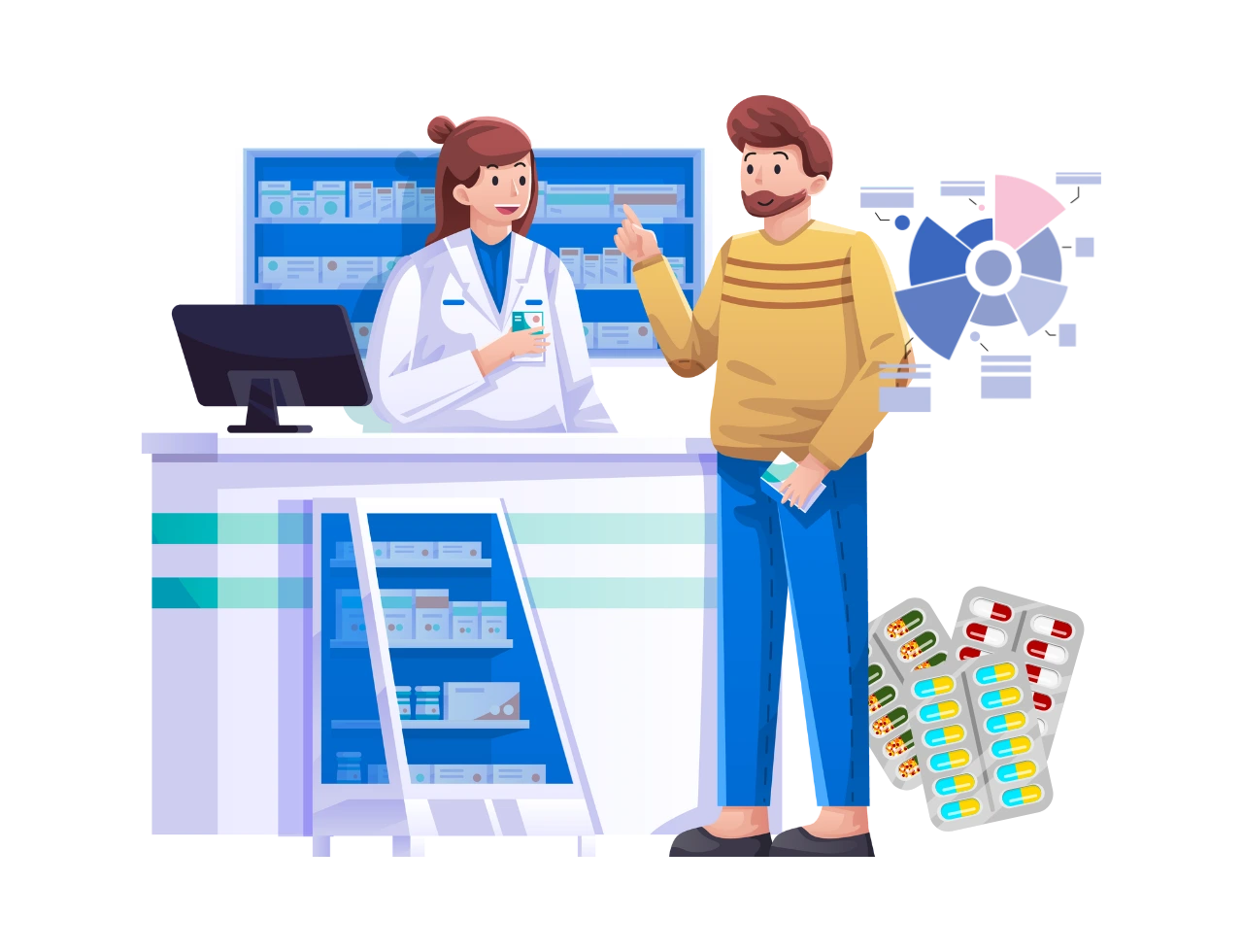 Business reports and analytics dashboard for medical store billing software